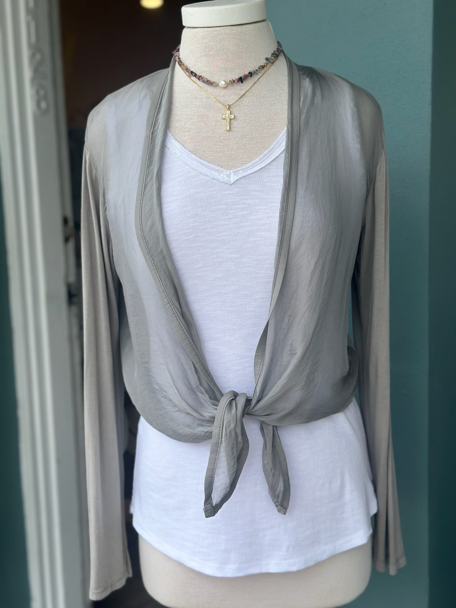 Italian layering pieces shown on a mannequin at ardor boutique 