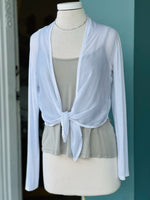 Shown tied as an option to wear 