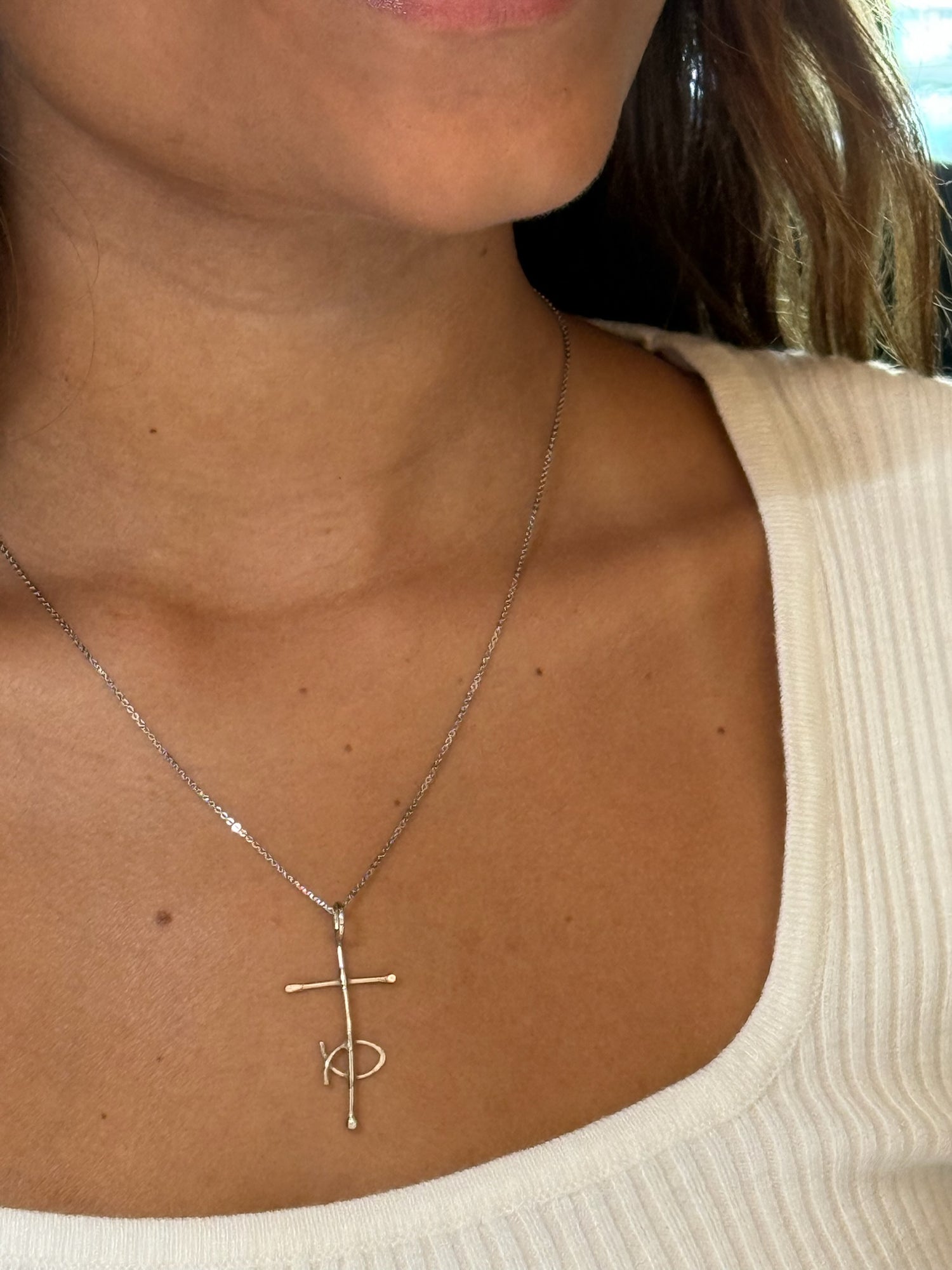 Joanna Cross and Fish Necklace in Sterling Silver