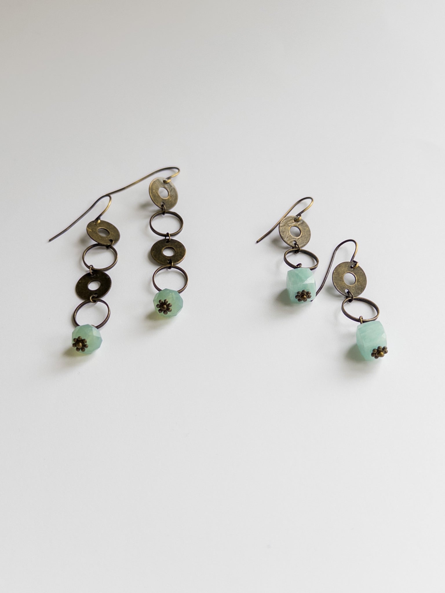 Short and Long earrings in the nh Aragonite Mixed Metals Collection 