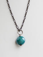 Color drop brass necklace in teal 
