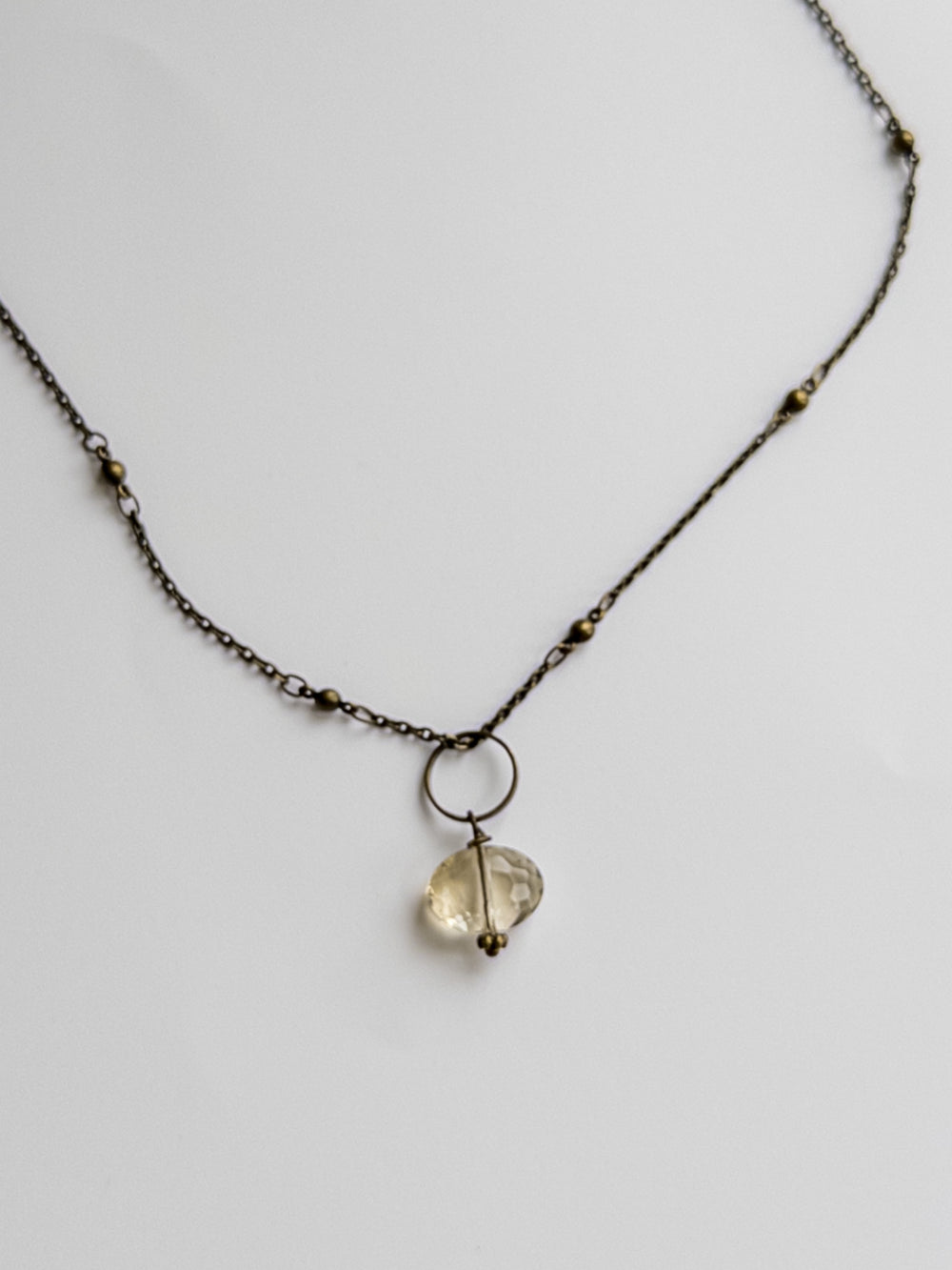 simple neural drop necklace in brass nickel free