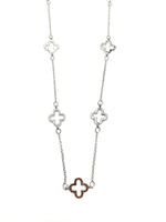 Long clover necklace in silver 