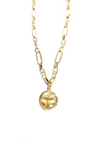 Sophia Medallion Cross Necklace with gold link chain from Ardor Boutique