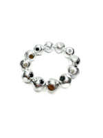 Silver beaded bracelet on a white background