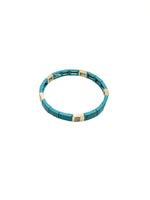 Mila Stretch Bracelet in turquoise blue with gold accents at Ardor Boutique.