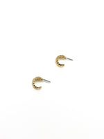 Chunky textured gold mini hoops