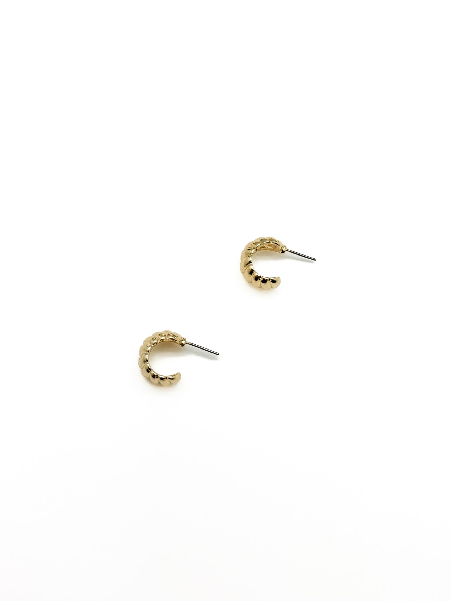 Chunky textured gold mini hoops