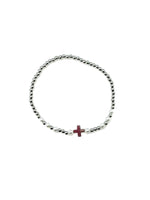 Silver Pearl Cross Bracelet