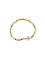 Gold Beaded Cross Bracelet