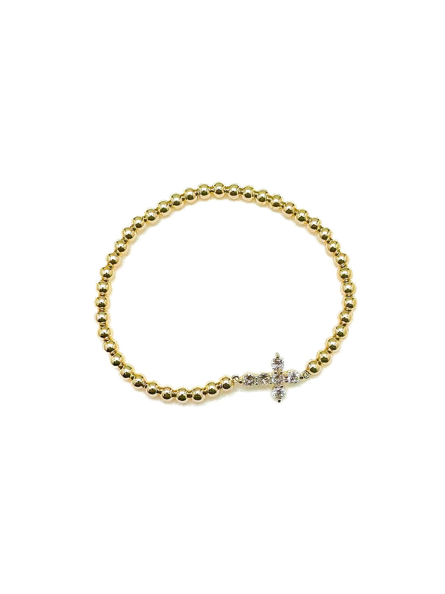 Gold Beaded Cross Bracelet