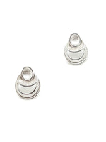 Pair of silver earrings on a white background