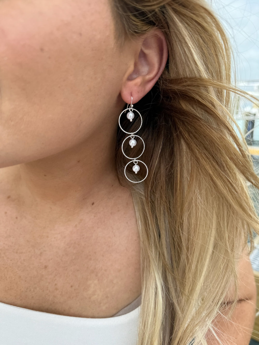 model wearing Christina earring 