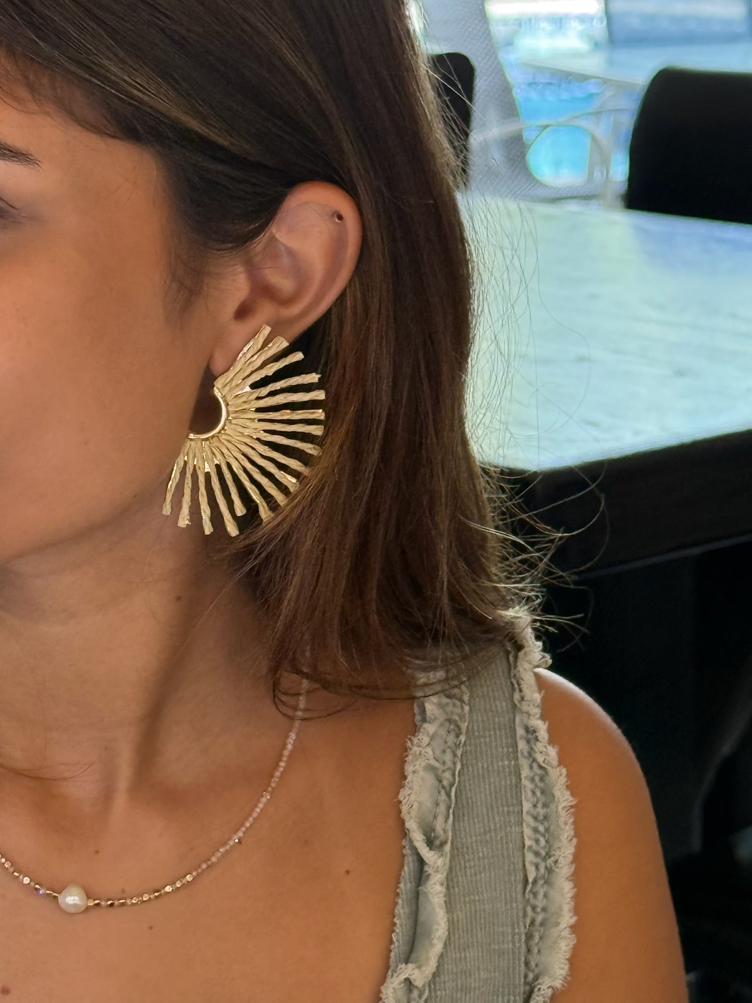 Beige and Gold Earrings