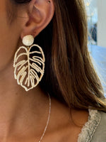 Beige Dangling Leaf Earrings