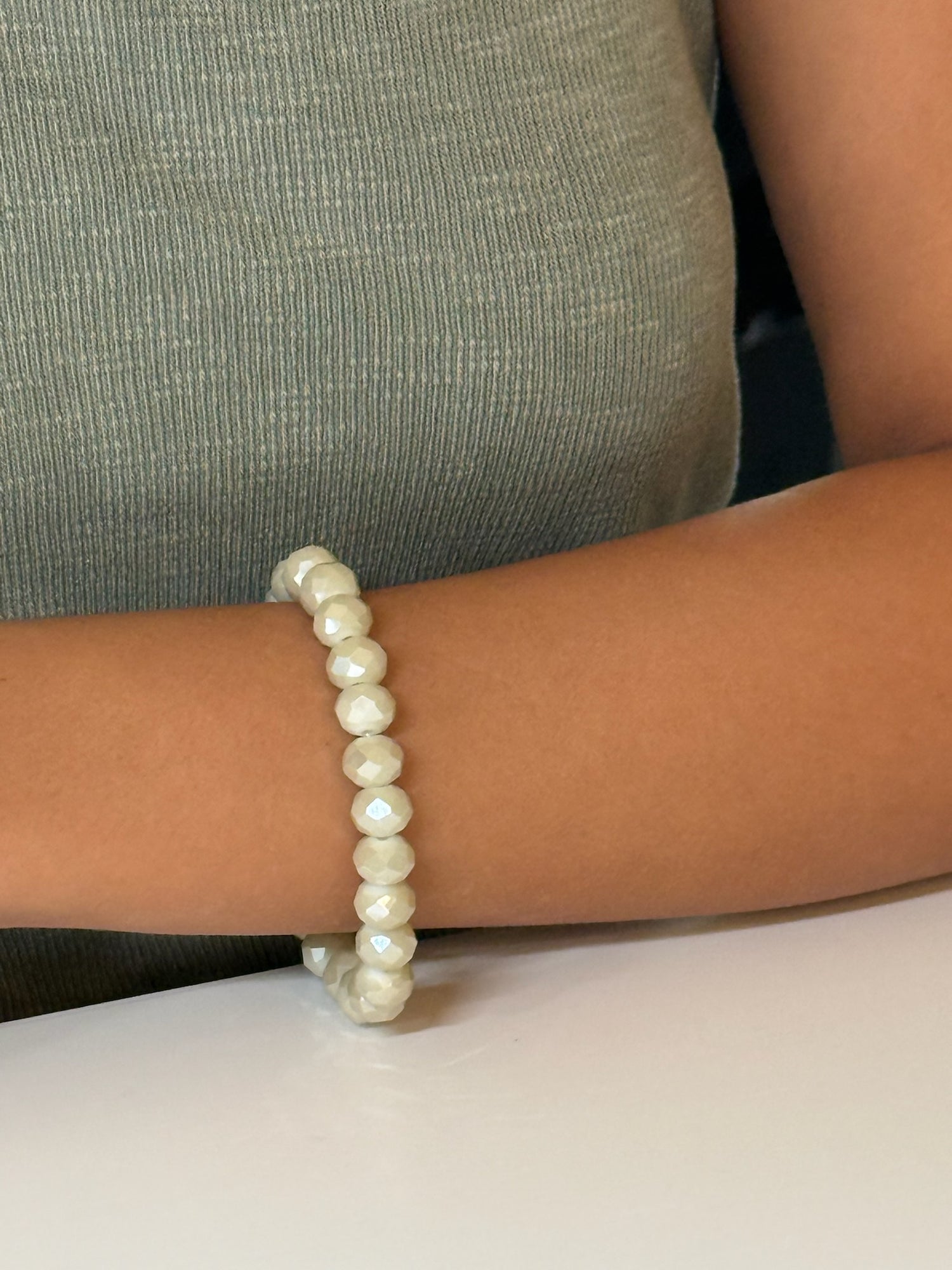 beige beaded bracelet