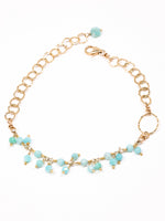 amazonite tiny stone charm bracelet in gold with 2 lengths