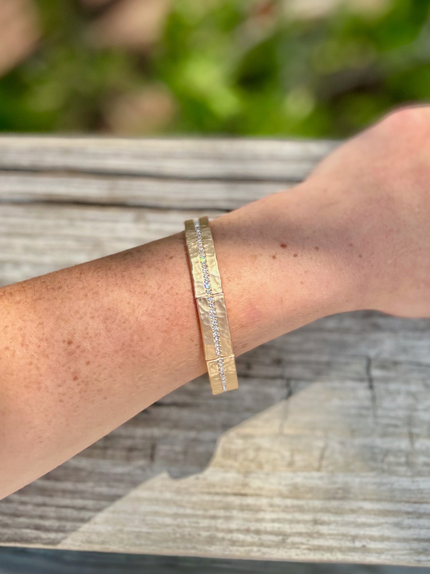 sparkly hammered gold bracelet