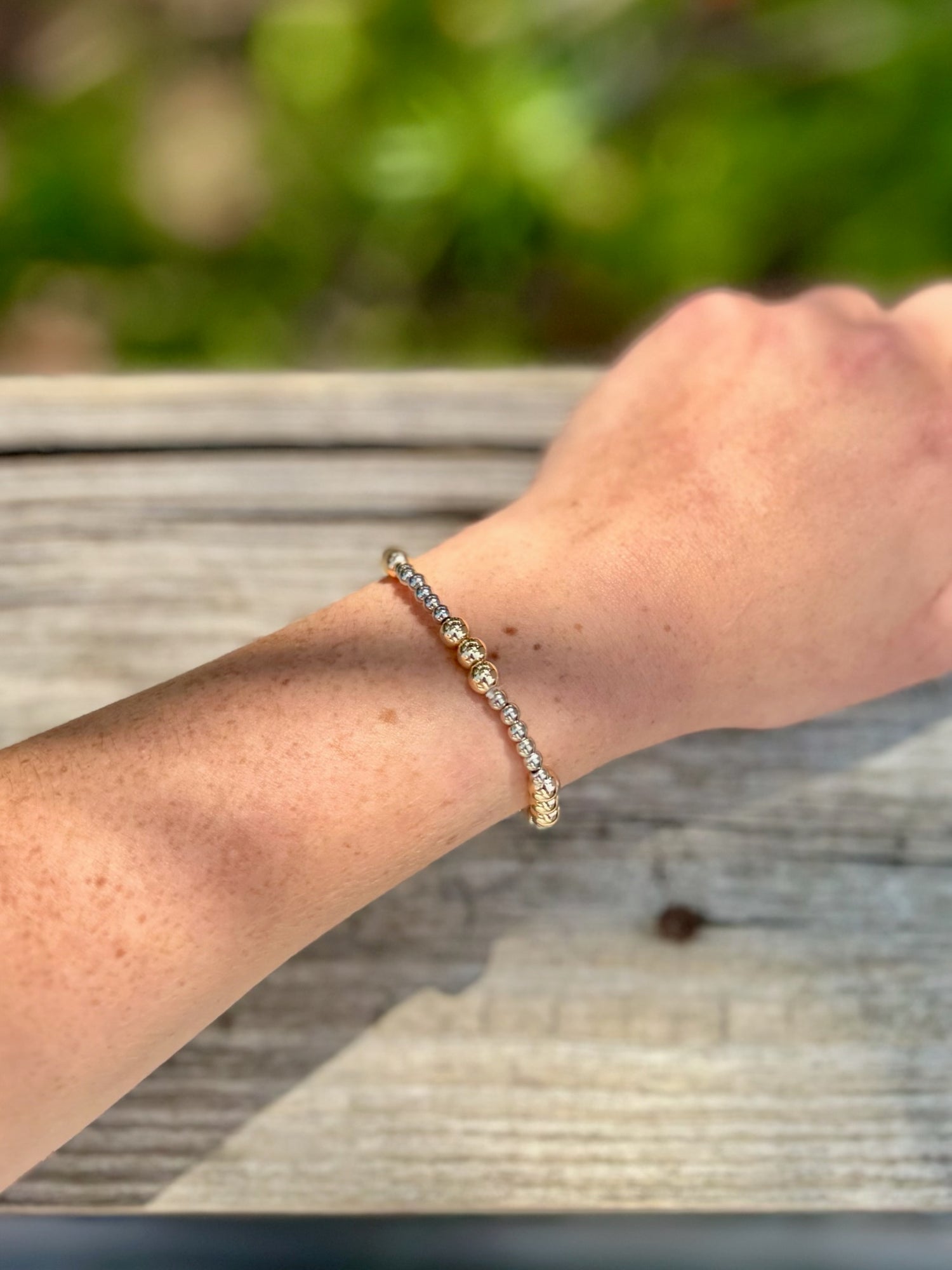 mixed metal beaded bracelet