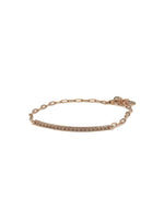 Rose gold plated sterling silver pavé bar bracelet photographed on a white background