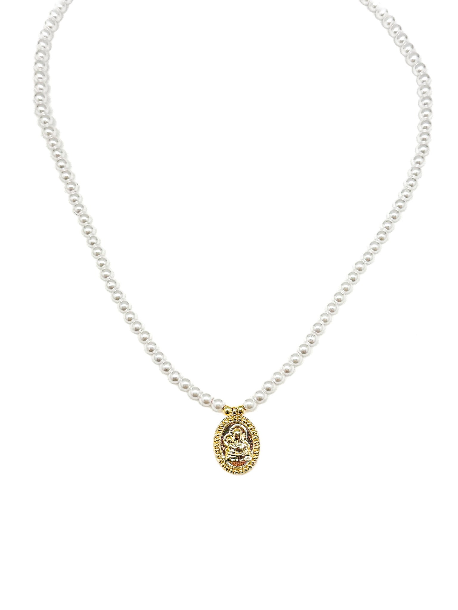 Necklace with a gold pendant on a white background