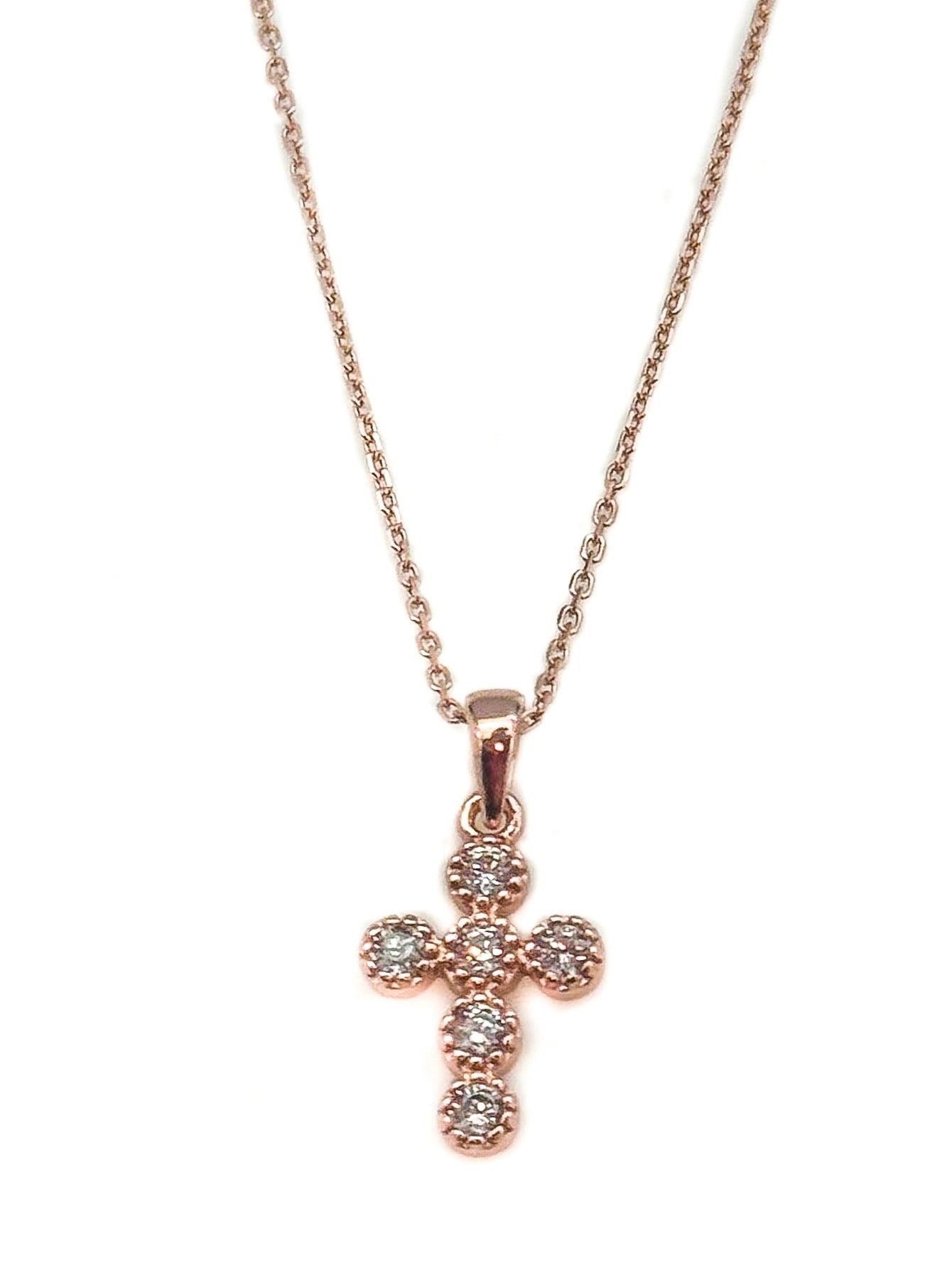 Rosalie Cross Rose Gold Sterling Necklace