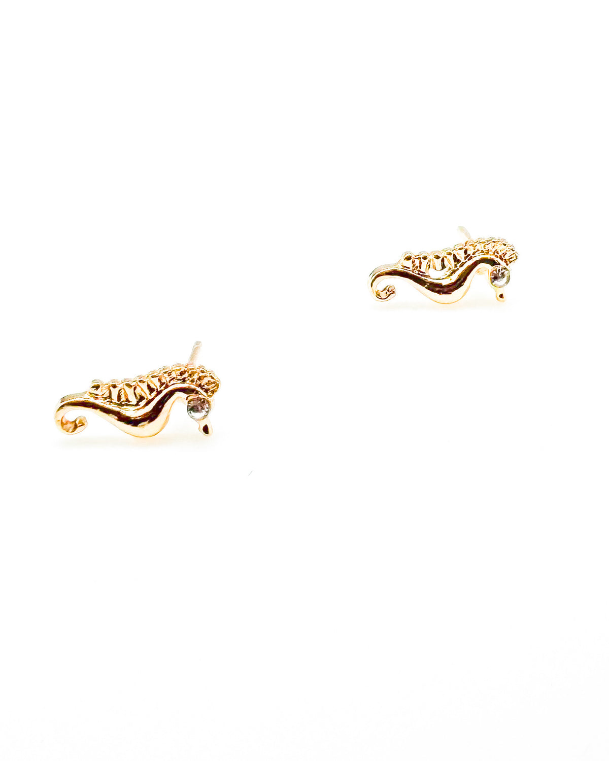 Gold Seahorse Stud Earrings