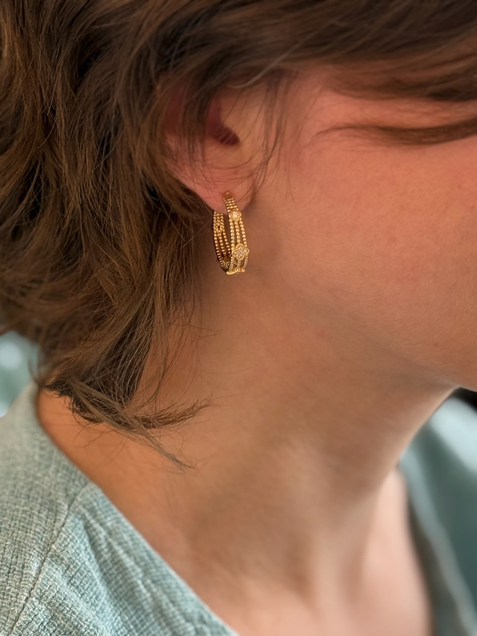 Gold Clove Hoop Earrings 