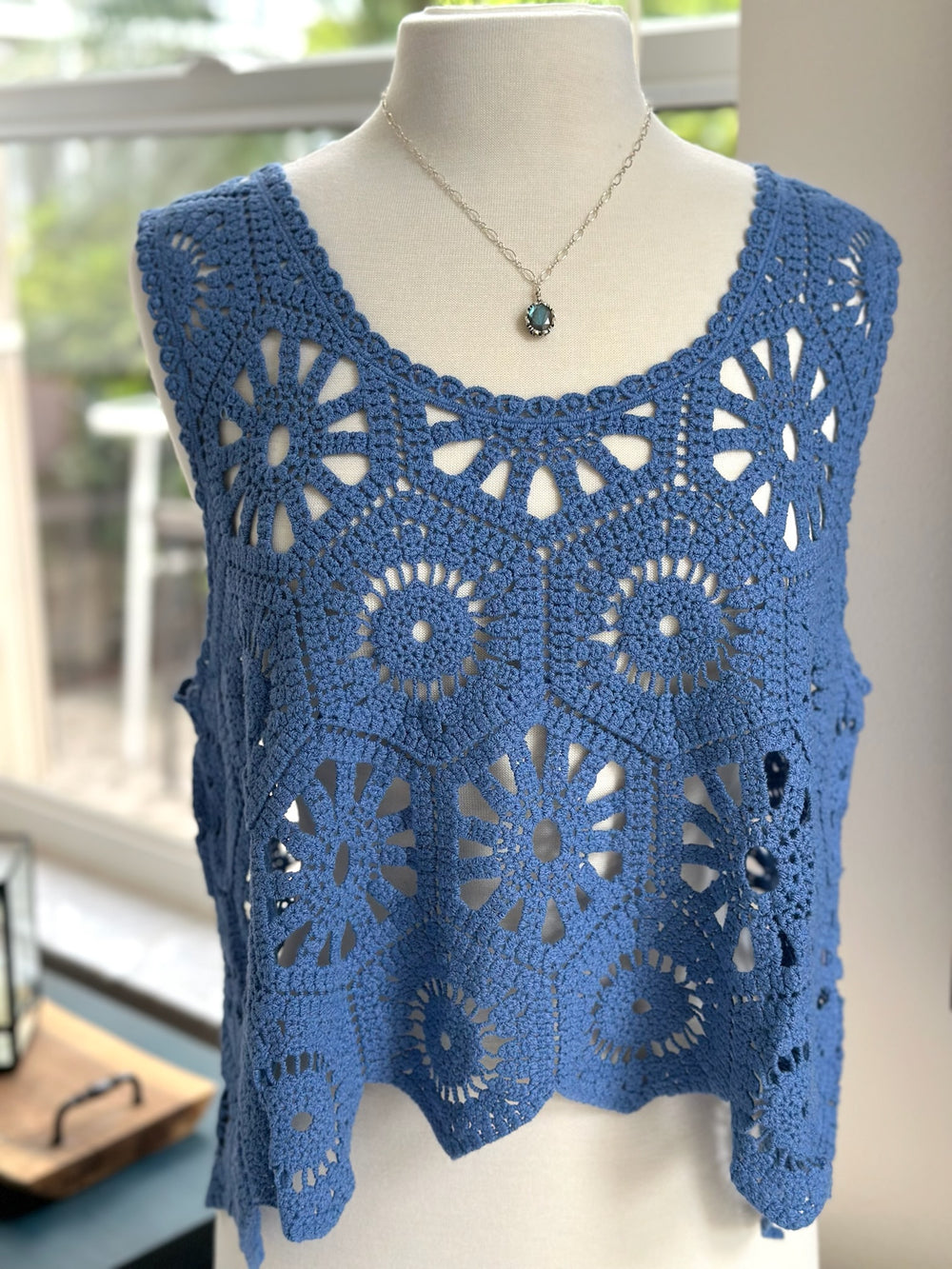 Cindy blue crochet top 