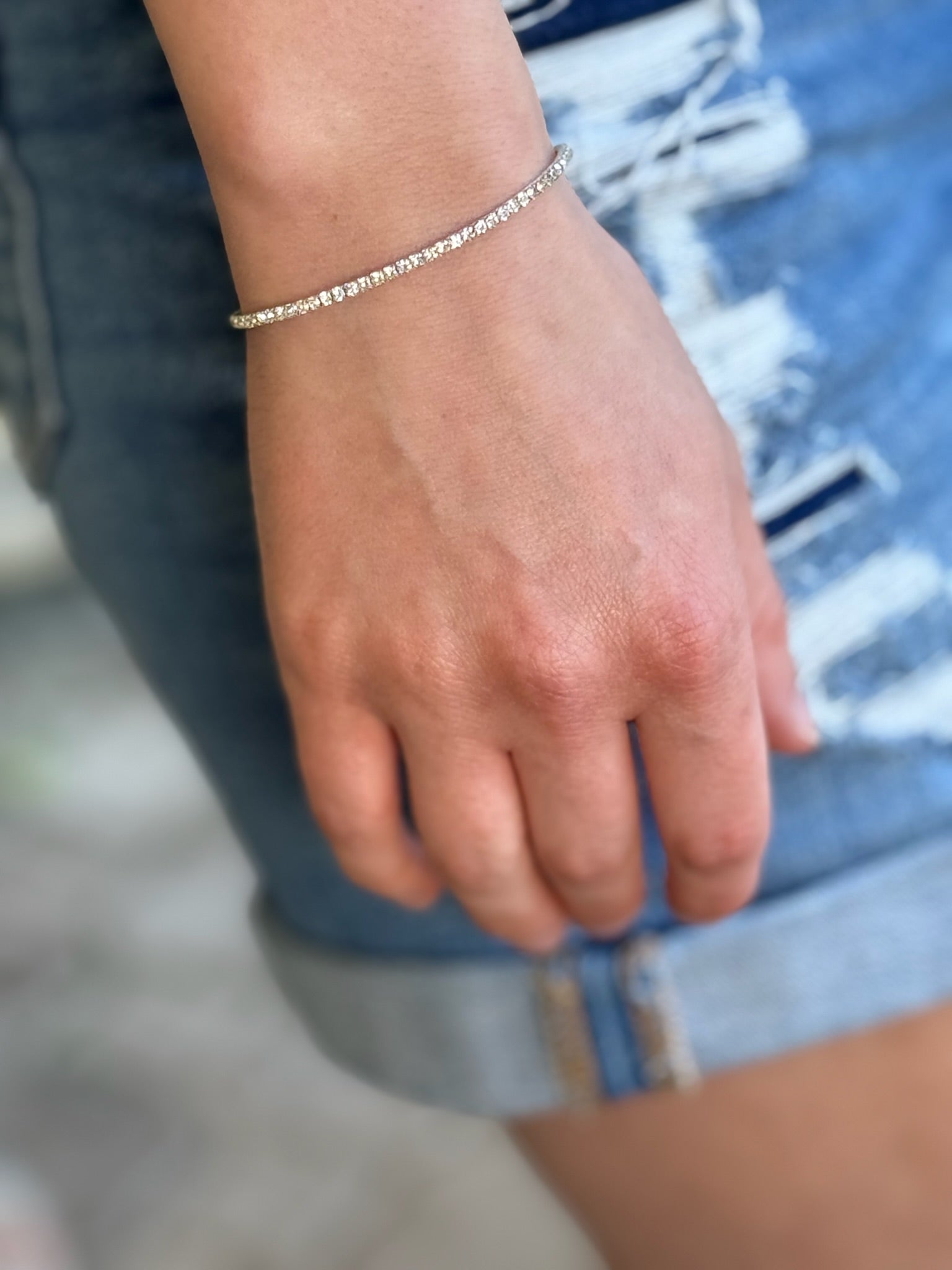 Sparkly Silver Stretchy Bracelet 