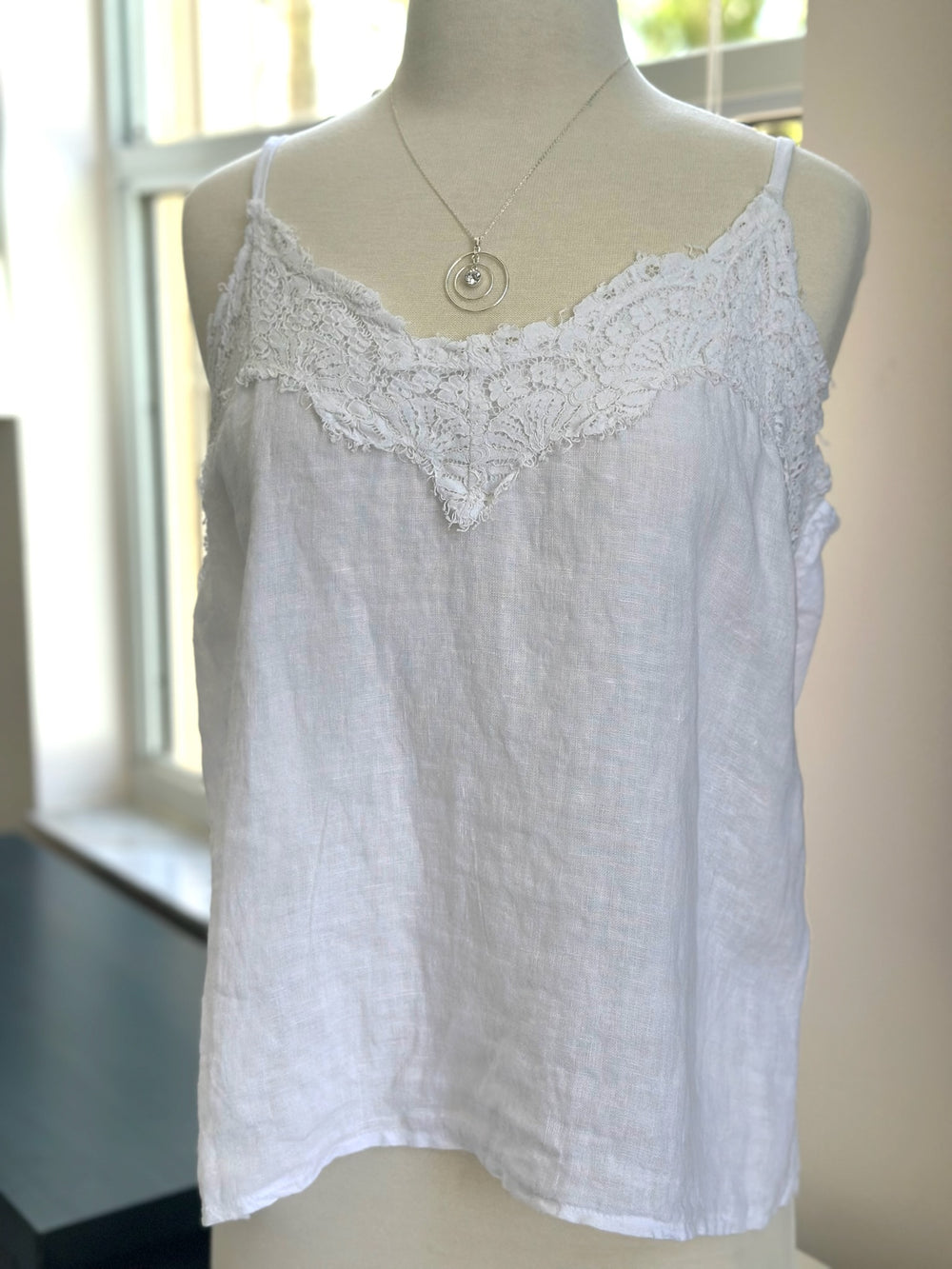 Nadia tank with lace neckline 