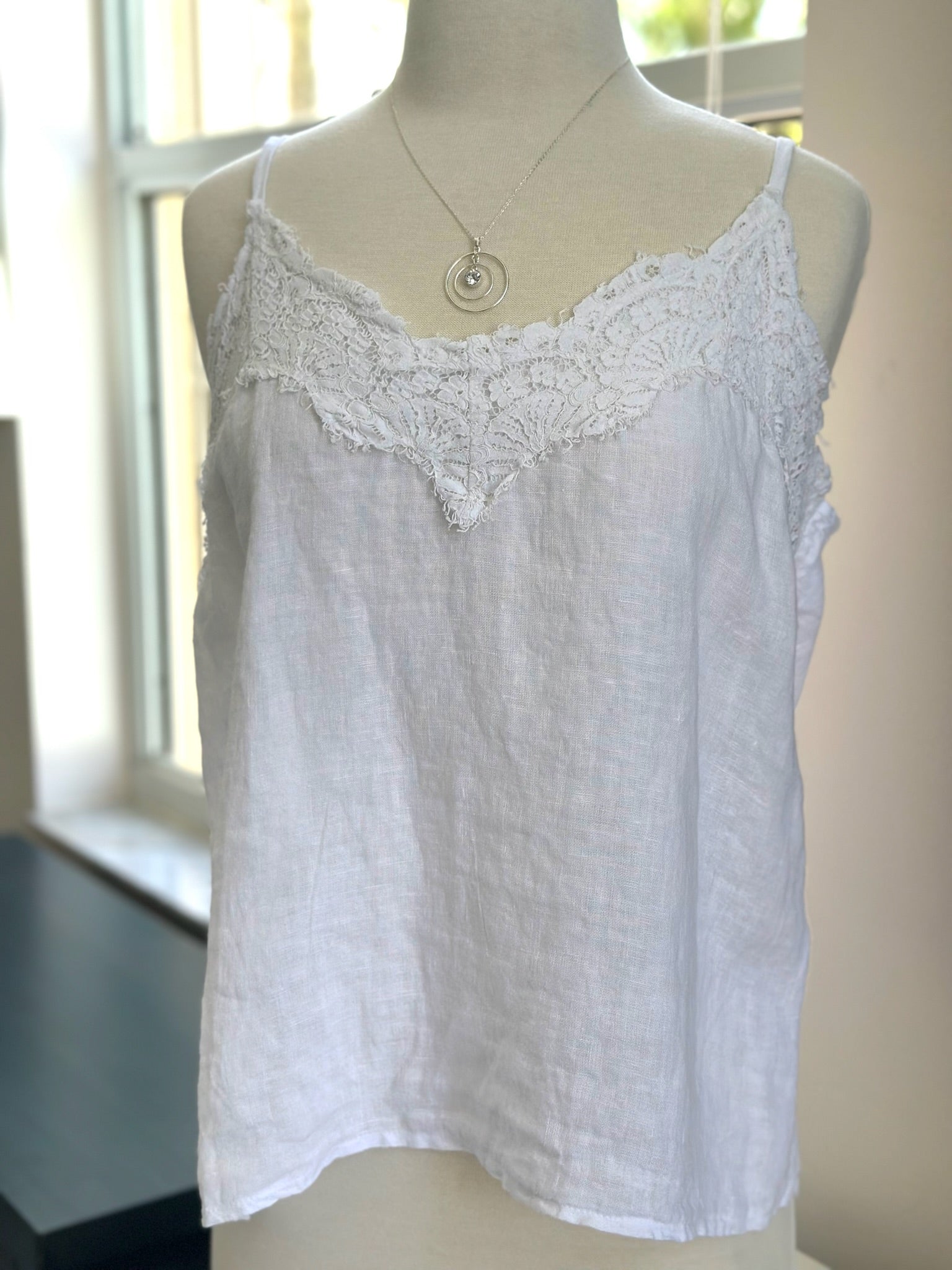 Nadia tank with lace neckline 