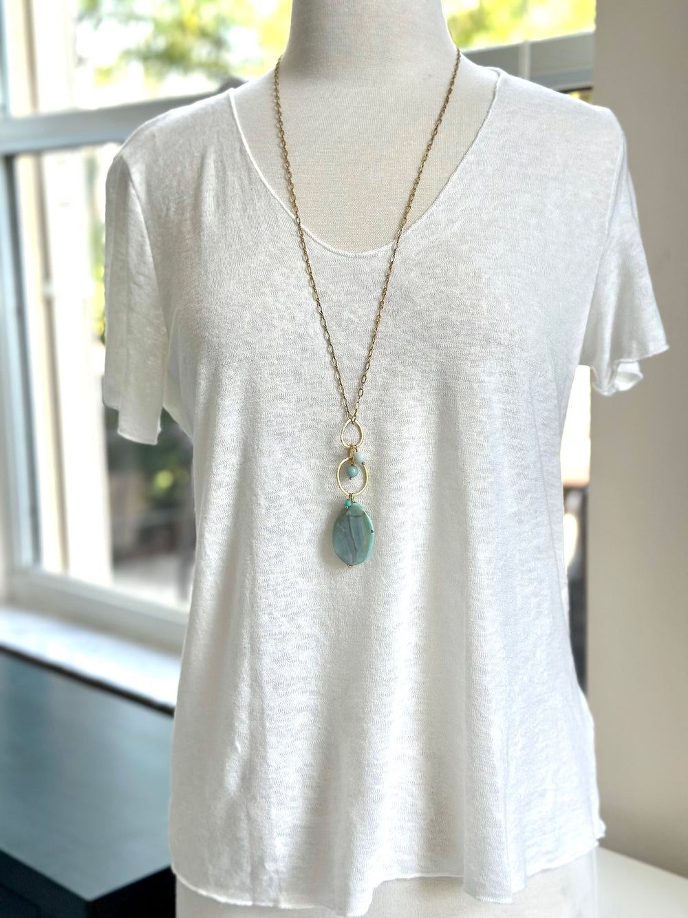 Vicky top styled simply with nh aragonite necklace 