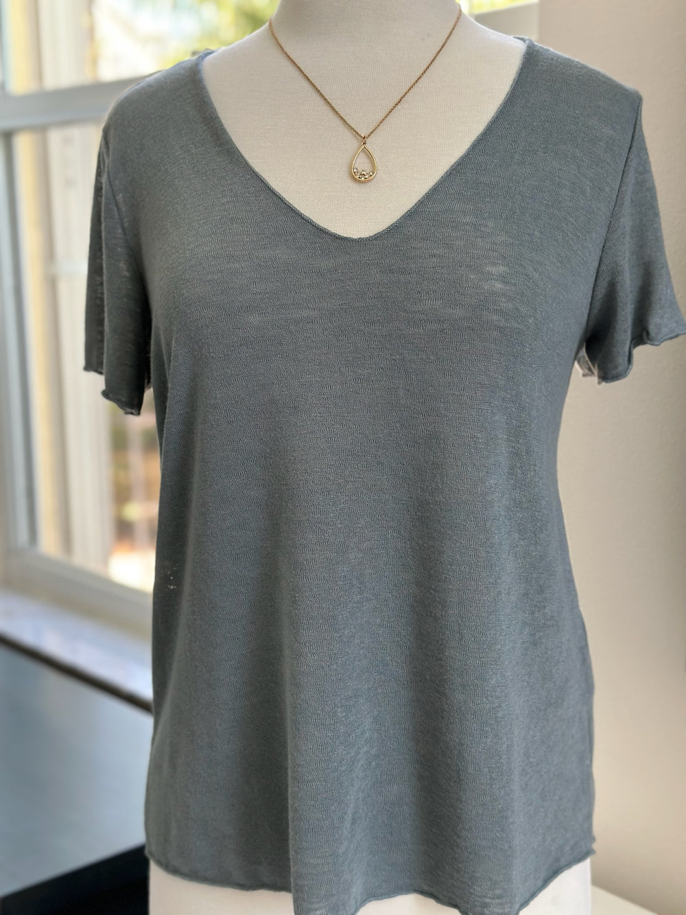 Vicky top in sea grass styled with the rowan necklace