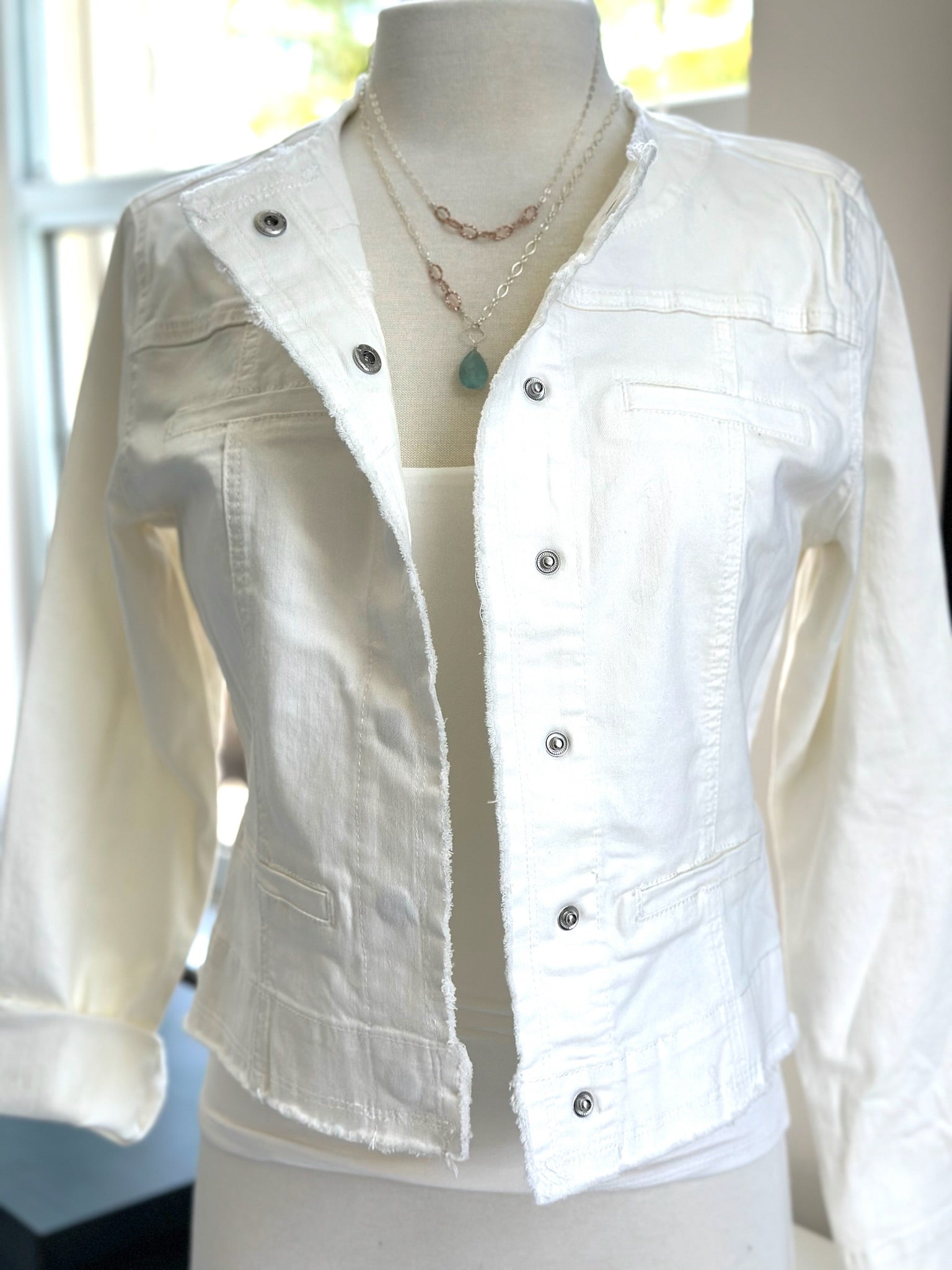 Caroline styled with Kendra jacket and exclusive nh Handmade pieces