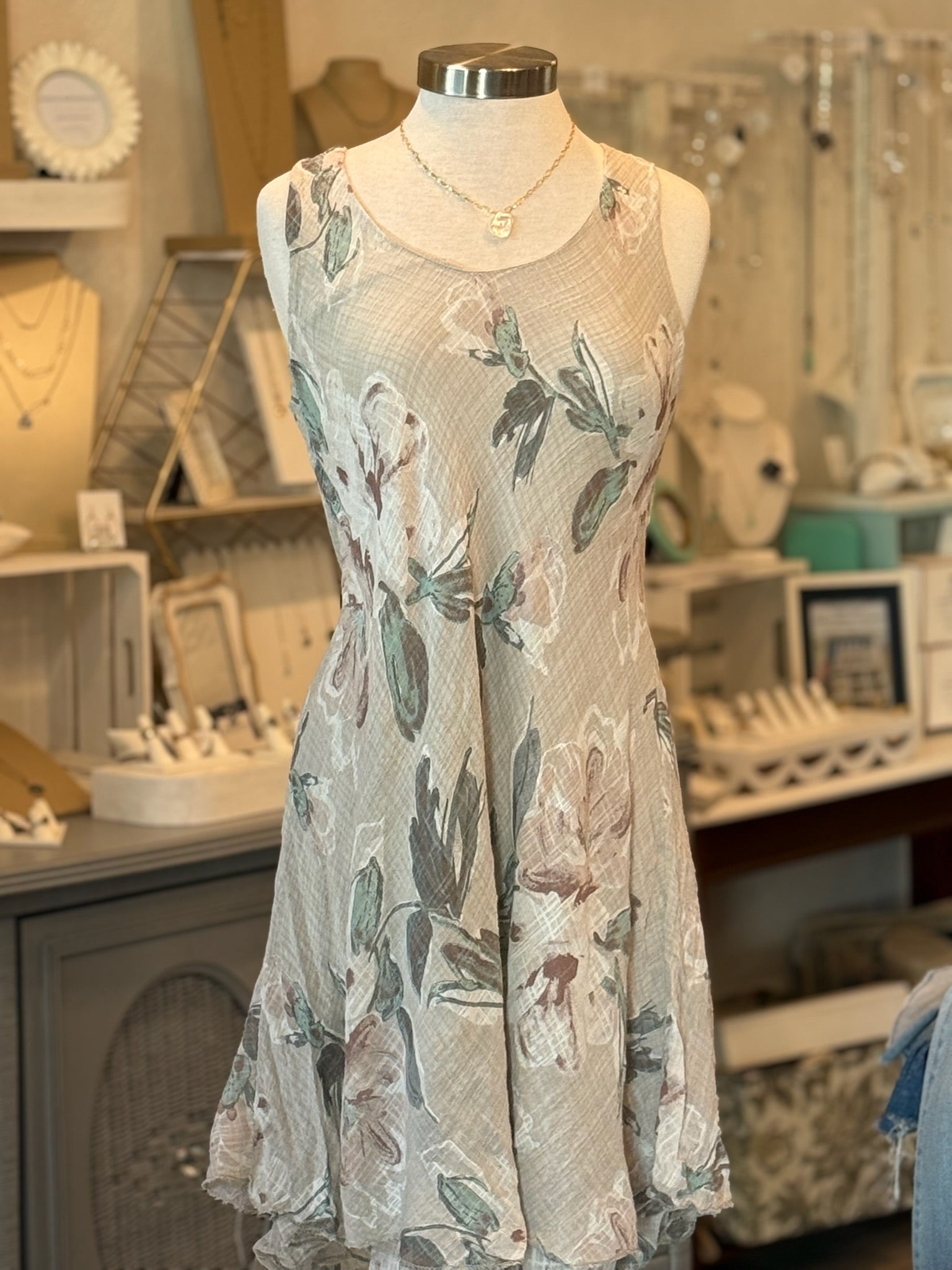 beige floral dress