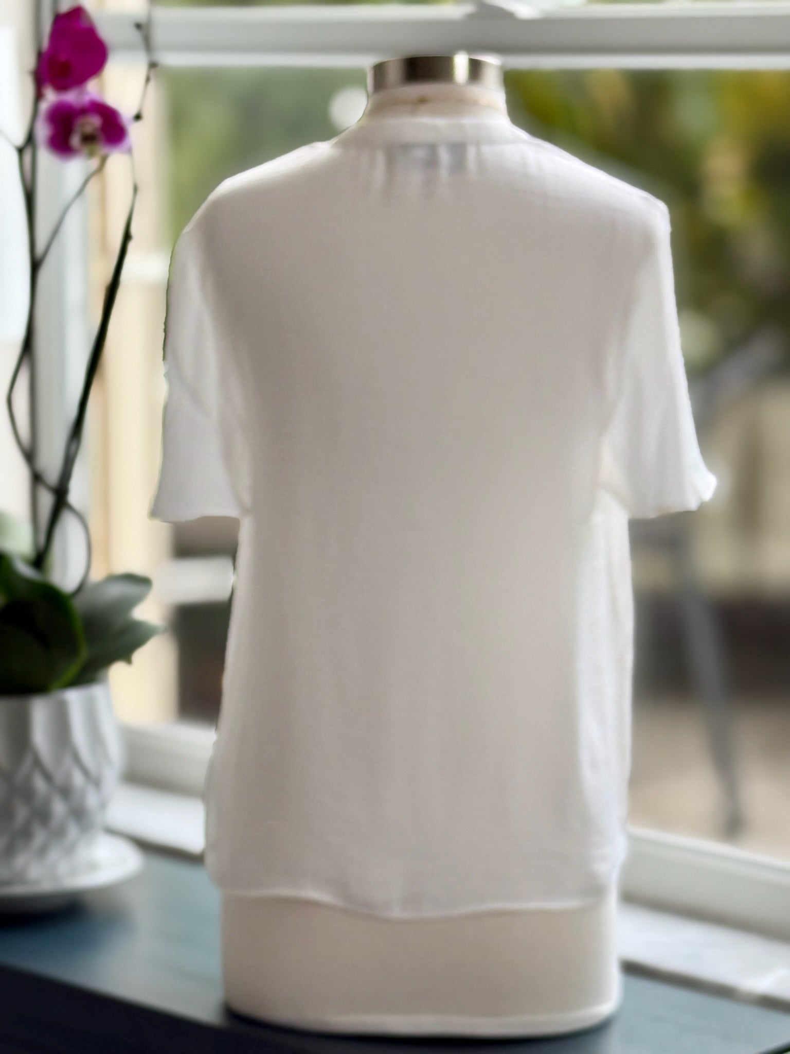 back of white satin blouse top 