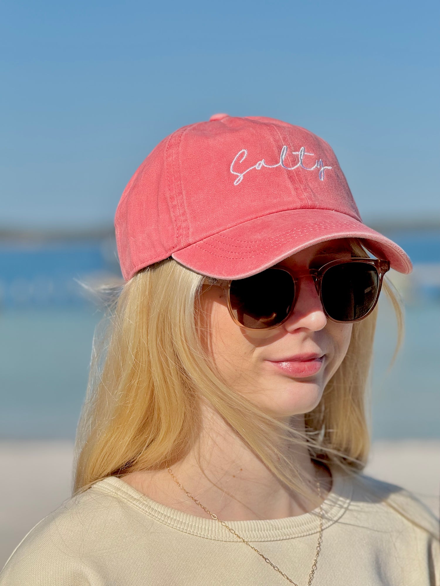 Salty Baseball Cap in Coral