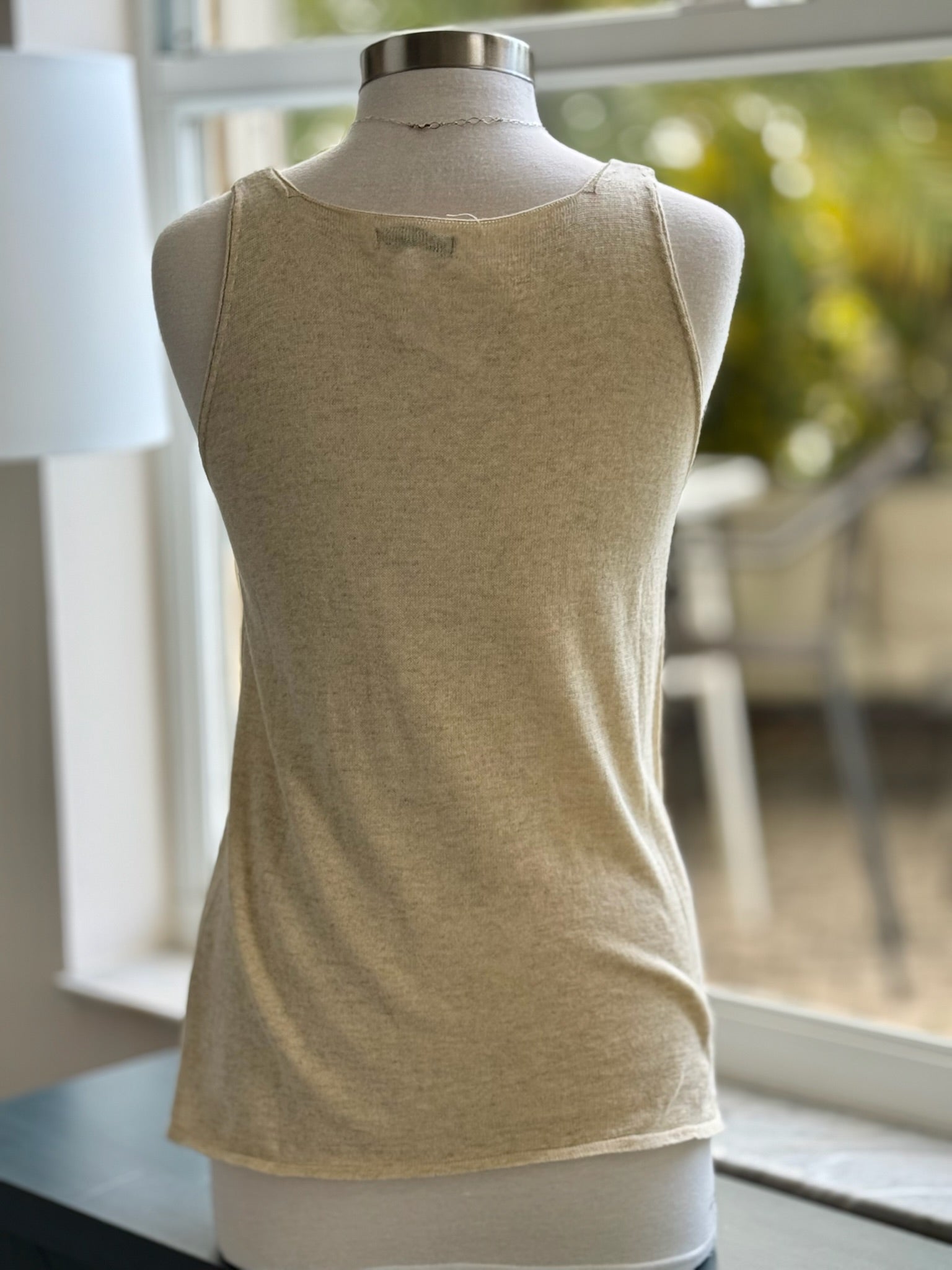 back of honey colored cotton tank top