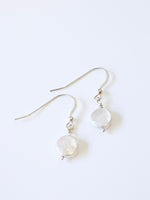 Simple coin pearl earrings in creamy white