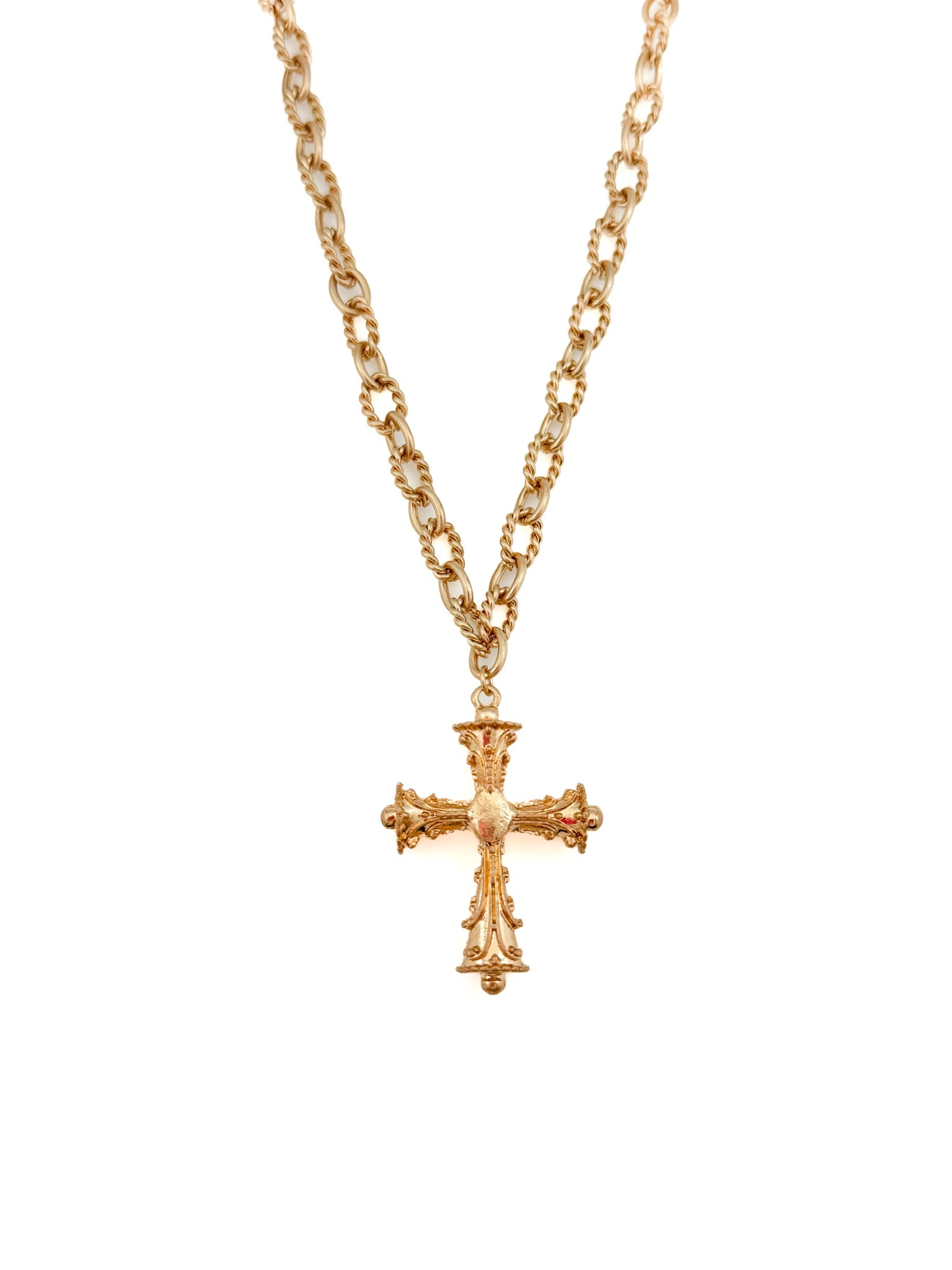 Gold necklace with a cross pendant 