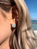 Adelaide studs sage on model. 