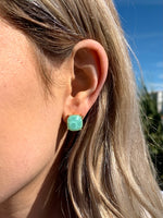 Adelaide studs teal on model. 