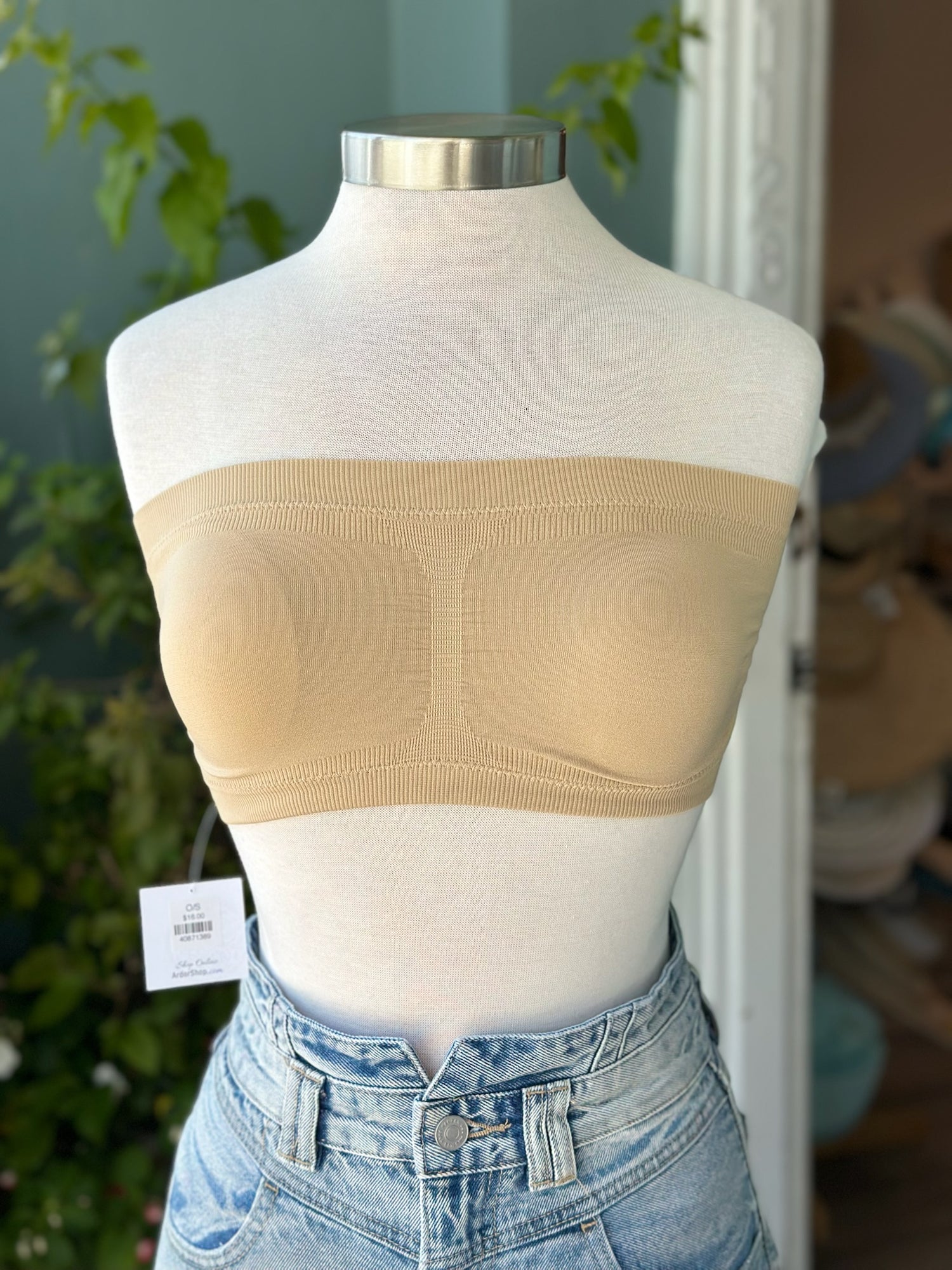 beige lace bandeau