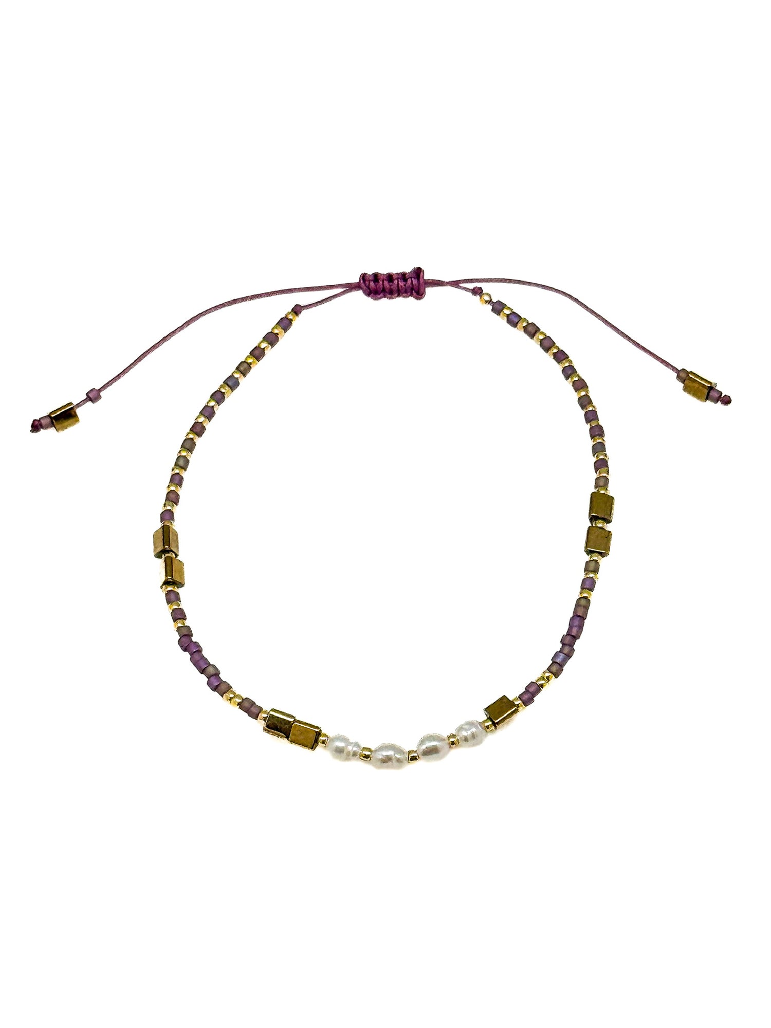 Bracelet with multicolored beads on a white background