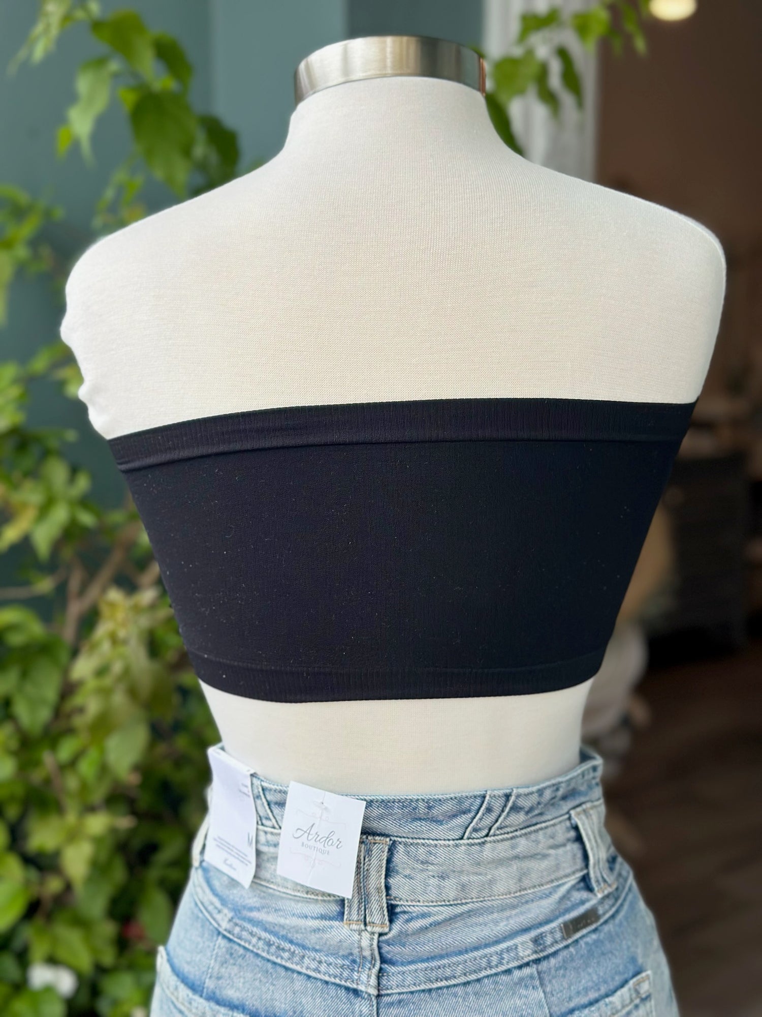 back of black seamless bandeau