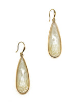 Gold teardrop earrings with pearlescent inlay and hook closures at Ardor Boutique.