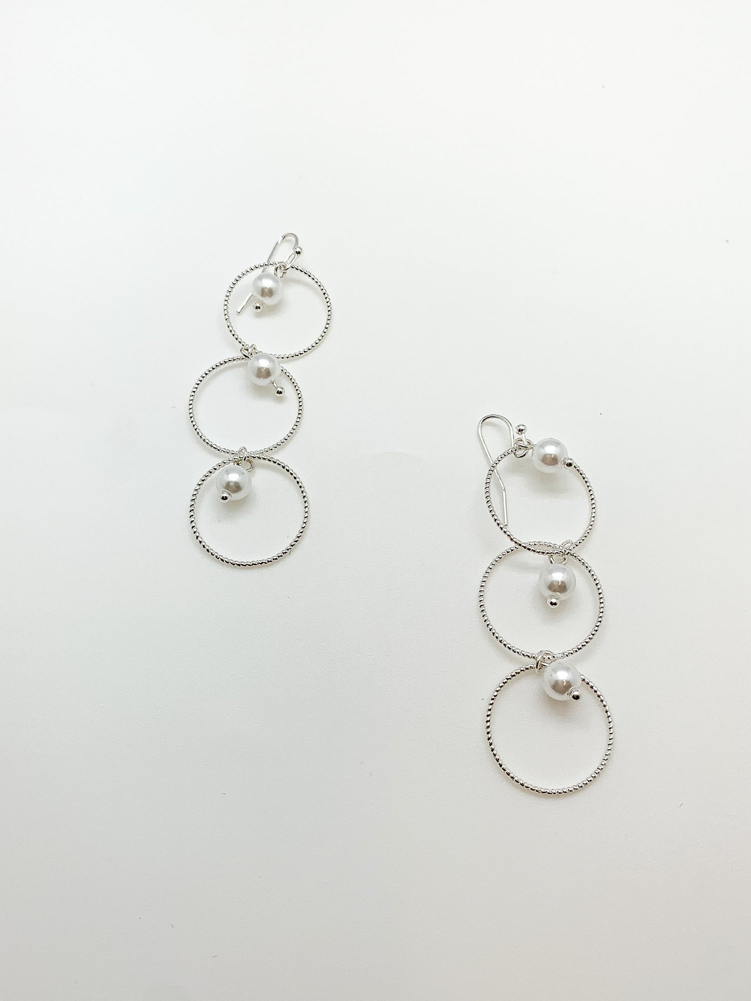 Christina Pearl Hoop Dangle - Silver