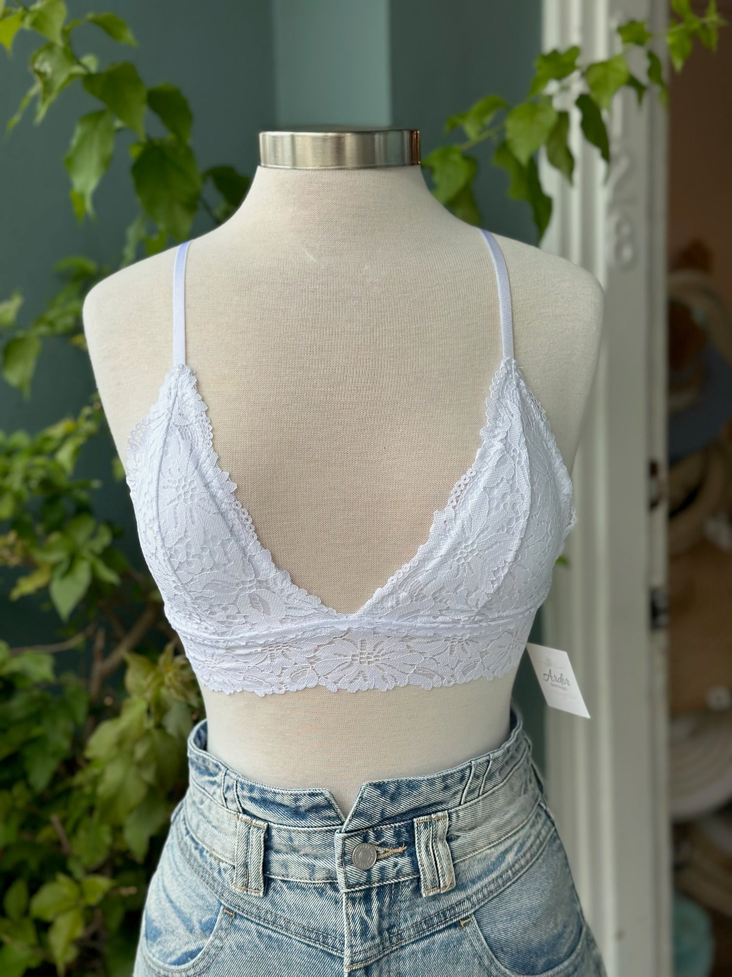 white lace bralette