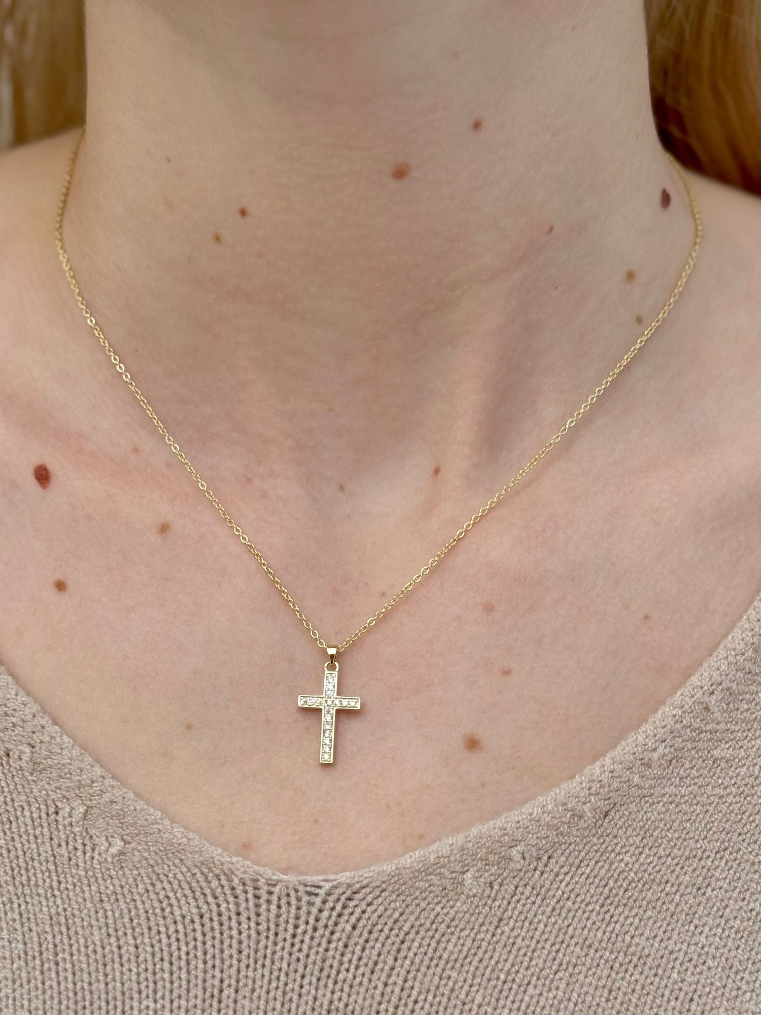 Lila Gold Cross Necklace